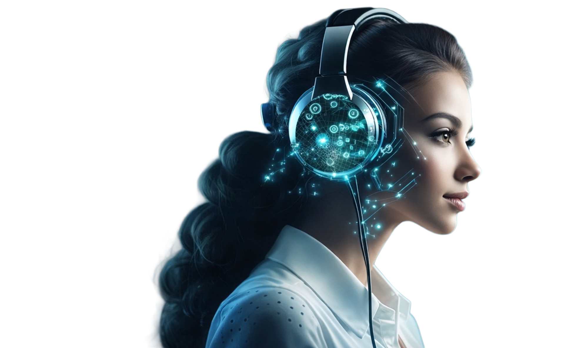 AI Virtual Receptionist with futuristic headset